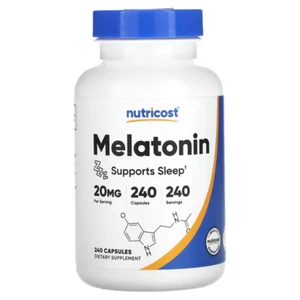 Melatonin 20 mg, 240 capsules, GLUTEN FREE, Nutricost, ENVÍO 48/72 HORAS - Imagen 1 de 2