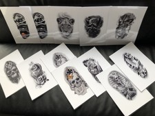 Tattoo flash set 15. A4 size black and grey 10 laminated sheets with line work