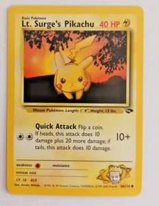 Pokemon Karte Lt. Surges Pikachu 84/132 Gym Challenge Englisch - Bild 1 von 2