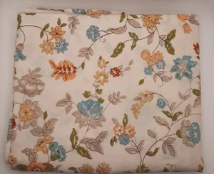 Vintage Full Flat Sheet Sears Perma Prest Percale Blue Coral Flower Floral  - Picture 1 of 4