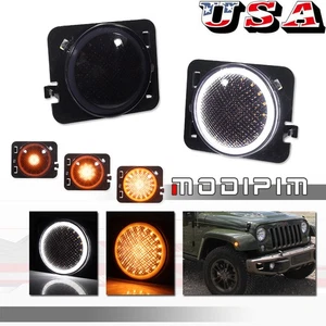 Smoke LED Side Marker Turn Signal Lights Pair Set NEW for 07-18 Jeep Wrangler JK - Picture 1 of 13
