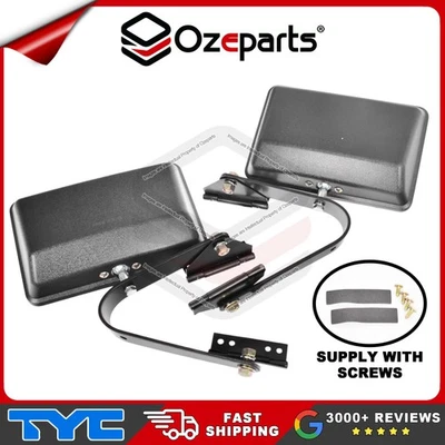 Rectangular Door Mirror w/Arm Pair LH+RH For Ford Courier Tray Ute Black - image 1 of 4