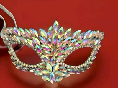 CRYSTAL MASQUERADE MASKS SPARKLING RHINESTONES PAGEANT WEDDING PROM PARTY Mask. - Image 1 of 4