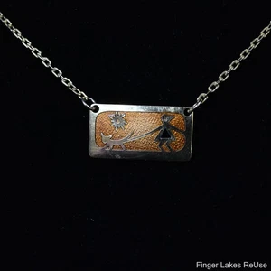 60er Jahre de Passille-Sylvestre Anhänger Gold und Orange Emaille - Bild 1 von 5