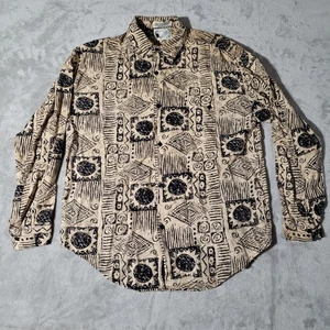 Camisa De Colección Años 90 Goouch Manga Larga Abotonada Talla Mediana 100% Rayón Gráfico - Imagen 1 de 6