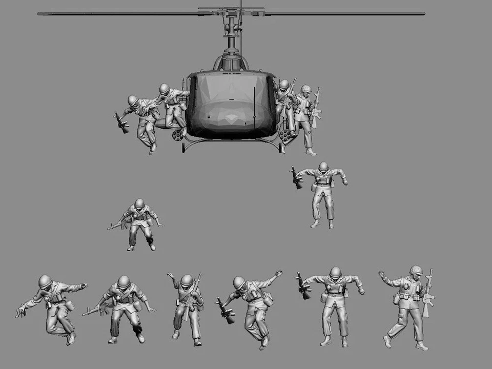 1/48 resin figures Vietnam Huey UH-1 Crew and Landing soldiers (11 figures) - Immagine 1 di 4