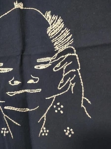 Tenugui bordado Hokusai con caras extrañas, azul - Imagen 1 de 6