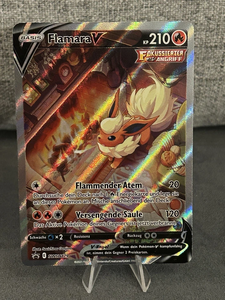 Pokemon Flamara V Alternative Art Deutsch SWSH179 Black Star Promo - Bild 1 von 3