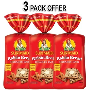Sun-Maid Zimtwirbel Rosinenbrot, Zimt Rosinenbrot, 16 Unzen Laib (3er Pack) - Bild 1 von 10