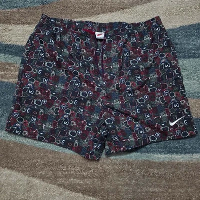 Vintage Nike Swim Trunks Shorts 90s Abstract Geometric Print Red Blue White L - Image 1 of 4