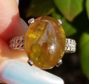 Rare Vintage Large Cabochon Sphene Diamond 14k ring - Picture 1 of 17