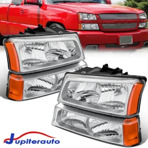 For 2003-2006 Chevrolet Silverado 1500 2500HD Chrome Headlights +Bumper Light - Picture 1 of 18