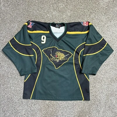 Greenville Grizzlies Hockey Jersey Youth Size XL Made In Canada Green Black - Image 1 of 4