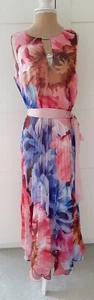 ONE Kaleidoscope Ladies Pink Blue Print Pleated Asymmetrical dress size 12 BNWT - Picture 1 of 8