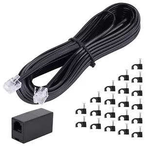 Telephone Extension Cord Phone Cable Line Wire with Standard RJ11 Plug 25FT-B... - Picture 1 of 9