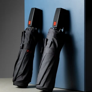 Paraguas plegable automático compacto de lujo de marca de Hidewise London negro gris - Imagen 1 de 18