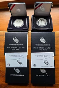 2014-P Civil Rights Act of 1964 Proof and Unc Silver Dollar (OGP & COA) Pristine - Picture 1 of 5