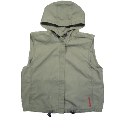 Chaleco con Capucha De Colección Abercrombie & Fitch Mujer L Oliva Denim Dobladillo Ajustable Bolsillos Foto 1 de 4