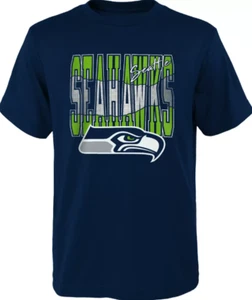 NFL Youth Seattle Seahawks Short Sleeve Crew-Neck T-Shirt Navy L - Picture 1 of 2