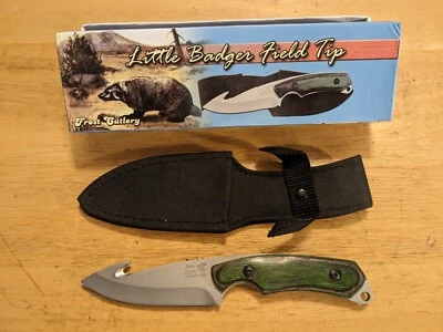 Frost Cutlery Knife Little Badger Field Tip 8" Overall Fixed W/Guthook W/Sheath - Image 1 of 3