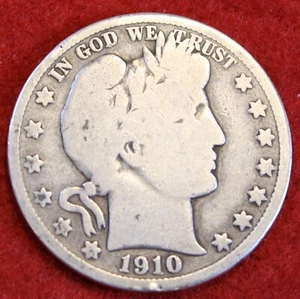 Medio dólar barbero 1910-S 90% moneda de plata circulada BH591 - Imagen 1 de 2
