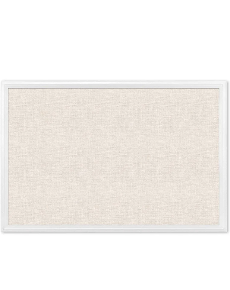 U Brands Farmhouse Linen Bulletin Board, 30 x 20 Inches,White Wood Frame  - Image 1 of 4