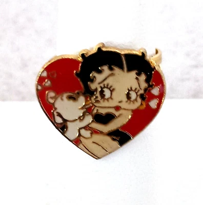 Rare Vtg Betty Boop Dog Pudgy Licking Comic Collectible Ring 1990s New NOS - Image 1 of 3