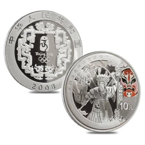 2008 China - Beijing Opera - 10 Yuan 1 oz Silver Coin Olympic Games Beijing - Picture 1 of 1