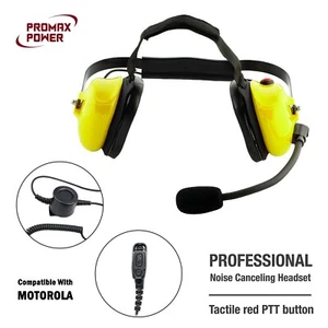 Wytrzymały zestaw słuchawkowy z redukcją szumów podwójny muff żółty do Motorola APX900 MTP850s - Zdjęcie 1 z 14