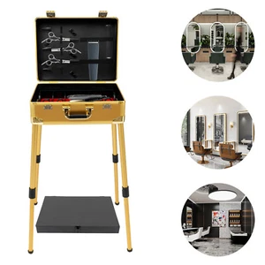 Barber Case Mobile Barber Station Professional Barber Toolbox with Gold Stand US - Picture 1 of 24