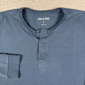 Ash & Erie Shirt Mens M Blue Long Sleeve Tee Cotton Basic Casual Preppy - Picture 1 of 9