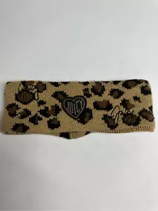 JUICY COUTURE HEADBAND WITH FAUX FUR LINING Black Brown Embroidered Logo One Sz - Picture 1 of 10