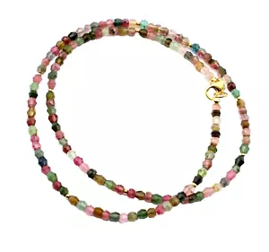 Cadena de turmalina cadena de piedras preciosas sandía facetada collar de colores 49 cm - Imagen 1 de 8