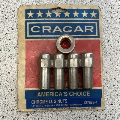 CRAGAR Wheel Accessories 27723-4 Chrome Lug Nuts 1/2 RH With Center Hole Washers - Image 1 of 2