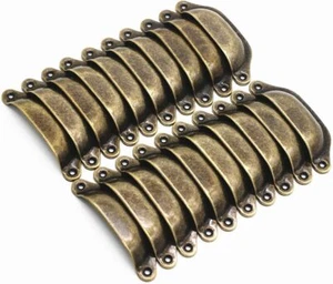 20 Pack Antique Bronze Cabinet Bin Cup Pulls Half Moon Drawer Pull Handles - Picture 1 of 3
