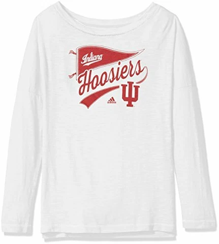 adidas NCAA Indiana Hoosiers Adult Women Pennant Pride L/S Tee, XX-Large, White Cover