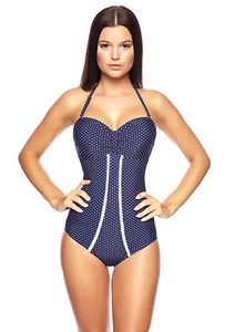 1265)TRAJE DE BAÑO DE MODA AZUL BLANCO TRAJE DE BAÑO DE UNA PIEZA NUEVO TALLA 38 - 48 - Imagen 1 de 2