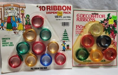 Vtg Decorator Ribbon Lot 2 NOS Berwick Delaware 90 Yds 16 Rolls USA Pkg Graphics - Image 1 of 4