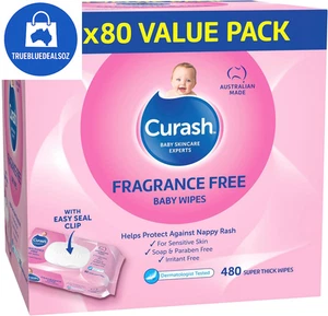 Curash Fragrance Free Baby Wipes, 6 X 80 Pack - for Sensitive Skin 480 Wipes - Picture 1 of 2