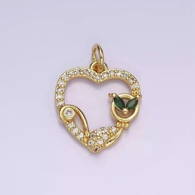 Colgante Corazón 2CT Redondo Creado en Laboratorio Diamante Esmeralda Chapado en Oro Amarillo 14k 18" Foto 1 de 4