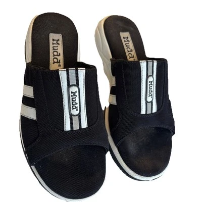 Sandalias Mudd Para Mujer Talla 6.5 Y2K Años 90 De Colección Blanco y Negro Gruesas Toboganes Deportivas Especias Foto 1 de 4