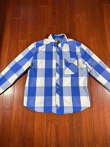 Vintage Adidas Button Down Shirt Blue Plaid Large Y2K Skater Style - Picture 1 of 9