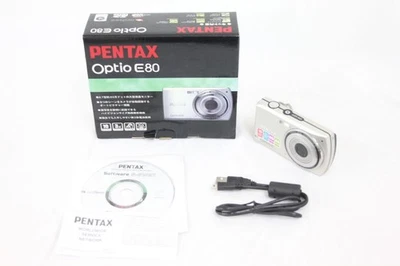 Pentax Optio E80 Plata 10MP Cámara Digital AA Batería En Caja Probada Japón - Imagen 1 de 4