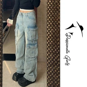 Stylish Women's Wide Leg Pants Hot Girl Fashion with Practical Workwear Pockets - Picture 1 of 8