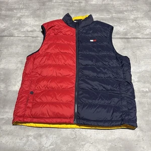 Tommy Hilfiger Puffer Weste Herren XL Mehrfarbig Wende Preppy Colorblock Flagge - Bild 1 von 10