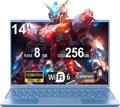 PC Portatile Win 11 14 Pollici Notebook Celeron N5095 (2.9 Ghz), Laptop 256GB SS - Immagine 1 di 4