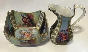 Braithwaites Fairy Lustre Ware set brocca e ciotola piatto c1930 Cumbria RARO - Foto 1 di 15