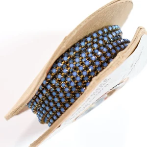 Strass Cup Kette 30 Meter WINZIG blaue Steine vergoldet goldfarben Finish Opal - Bild 1 von 5