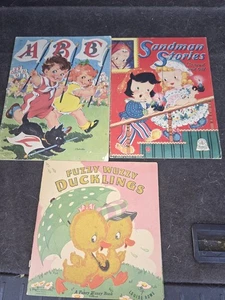Lot of 3 Rare Early 1940s Children's Books Fuzzy Wuzzy, ABCs, Sandman Stories - Picture 1 of 16