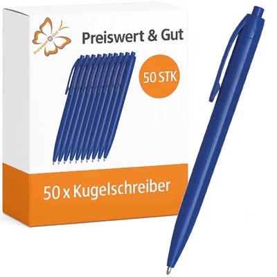 50 x Kuli 13,8 cm blau Kugelschreiber Set, schwarzschreibend, Druckmechanismus - Bild 1 von 4